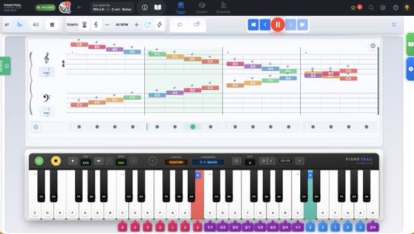 Entrenador Scale Gym con partitura y digitación